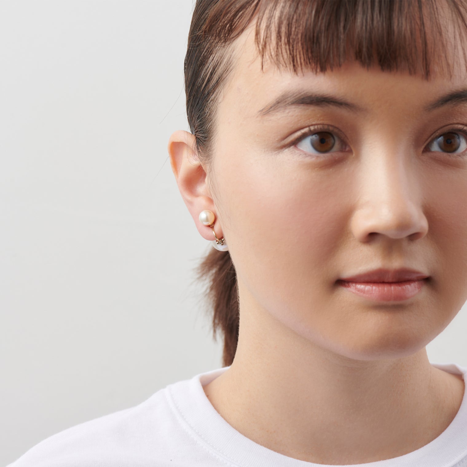 basic pearl rivets earring(white)