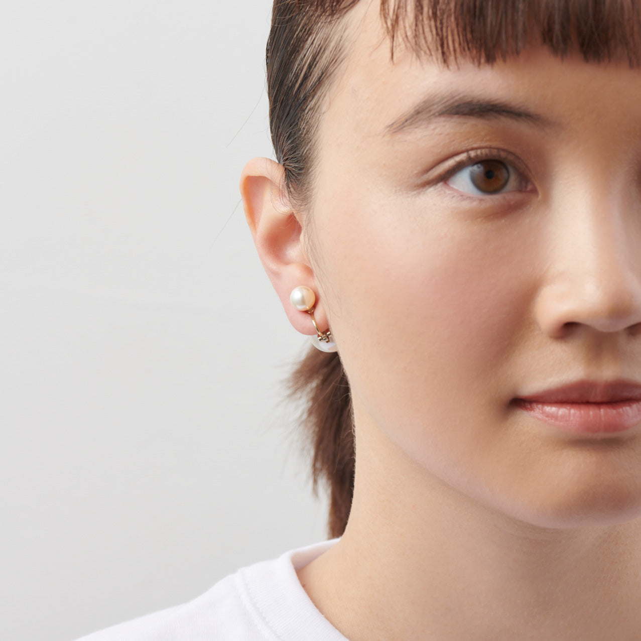 basic pearl rivets earring(white)