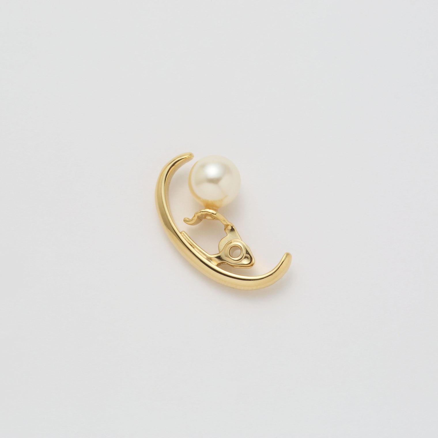 Gold line earring(25mm/8mm creamrose pearl/Gold)