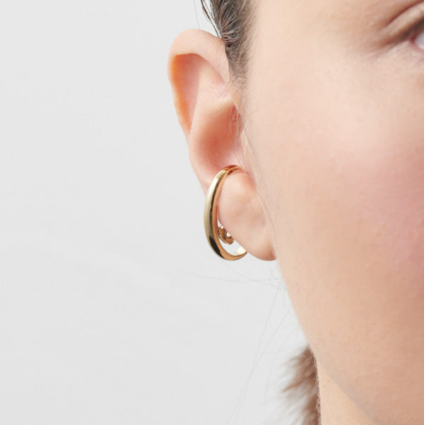 Gold line earring(25mm/8mm creamrose pearl/Gold)
