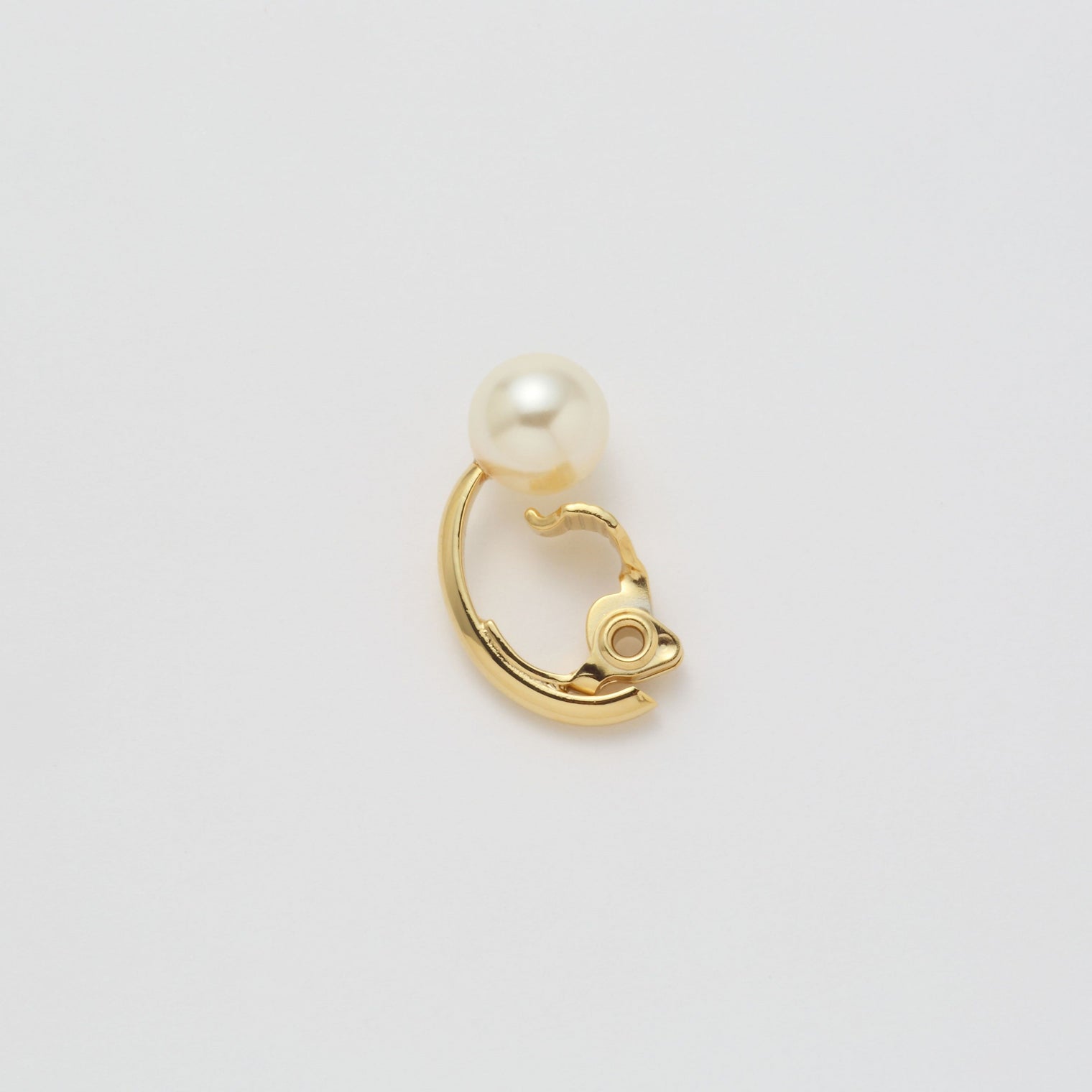 Gold line earring(22mm/8mm creamrose pearl/Gold)