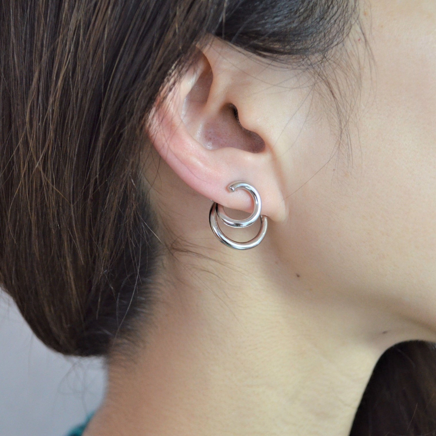 double hoop earring (gold / silver)