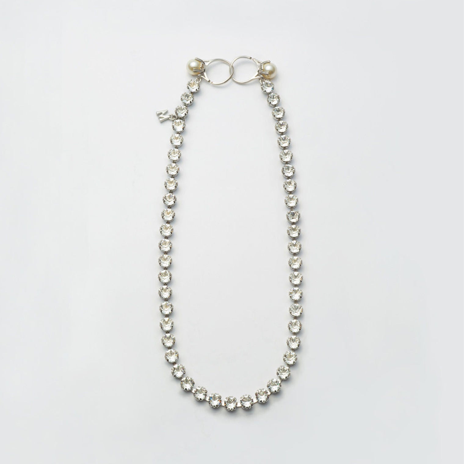 crystal glass necklace (silver)