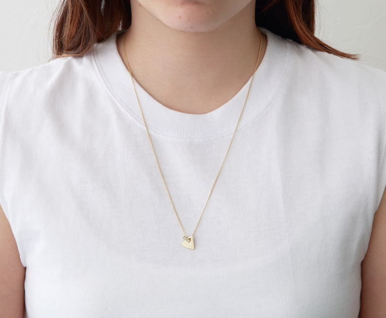 12mm gold triangle necklace