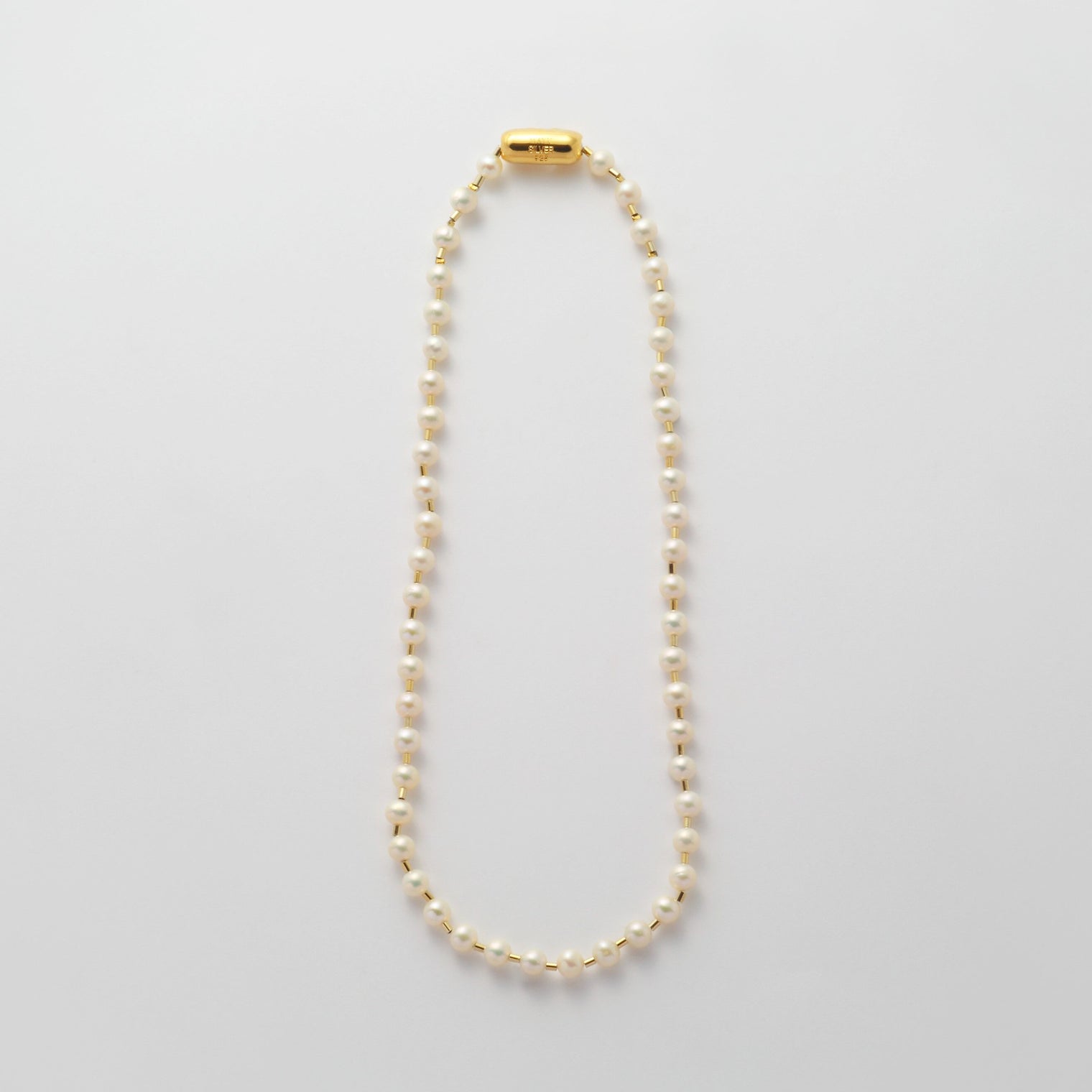 freshwater pearl ball chain necklace (gold)