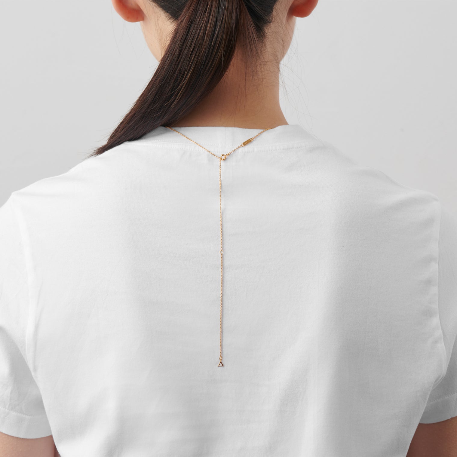 Basic chain long necklace (gold / thin / triangle)