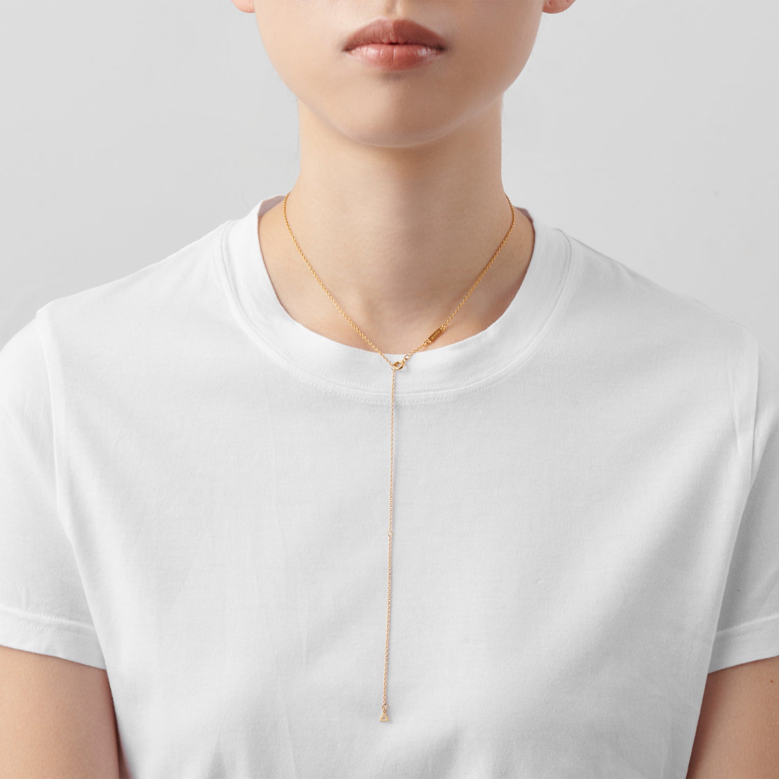 Basic chain long necklace (gold / thin / triangle)