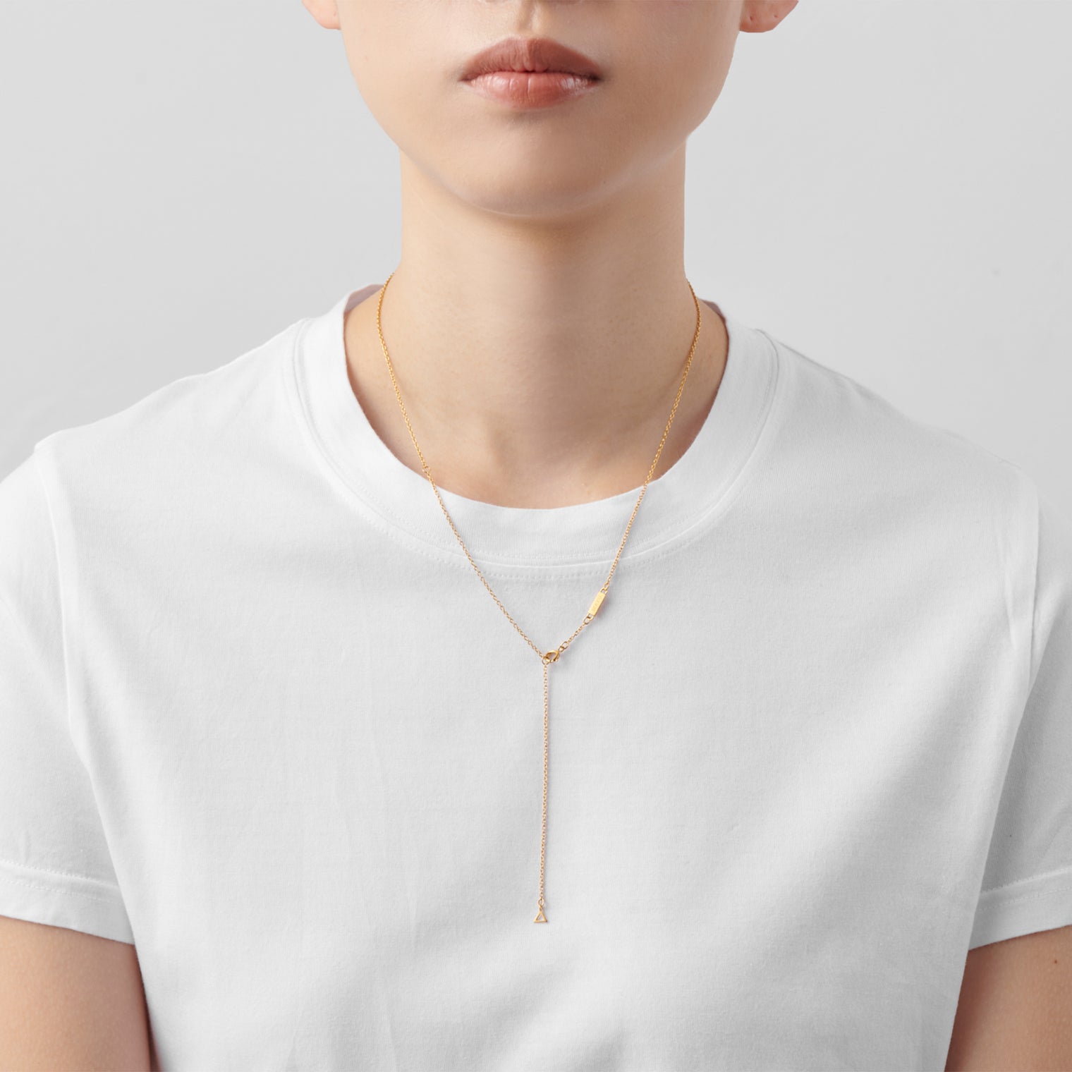 Basic chain long necklace (gold / thin / triangle)