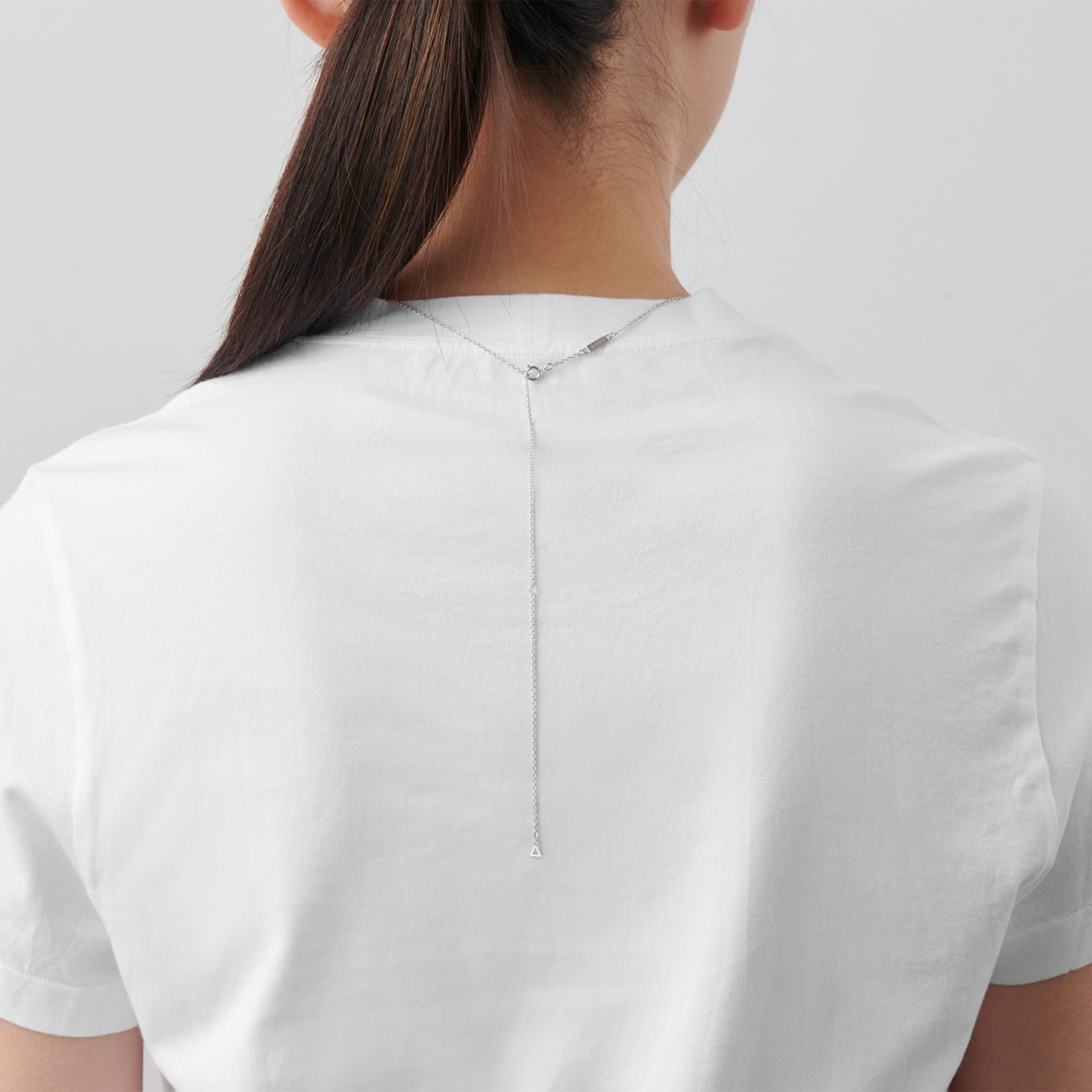 Basic chain long necklace (silver / thin / triangle)