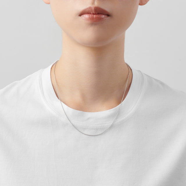Basic chain long necklace (silver / thin / triangle)