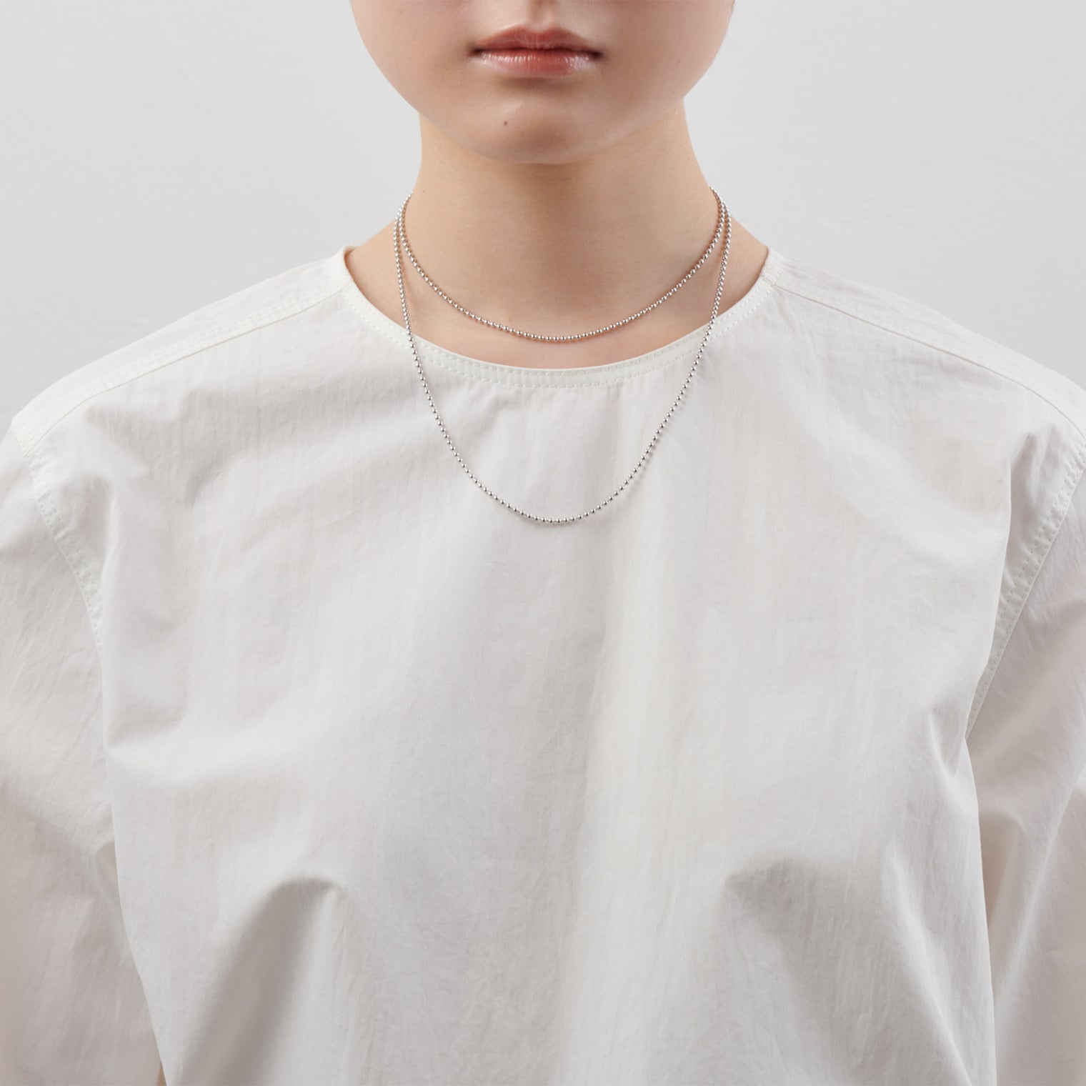 2mm long ball chain necklace (silver / 80cm)