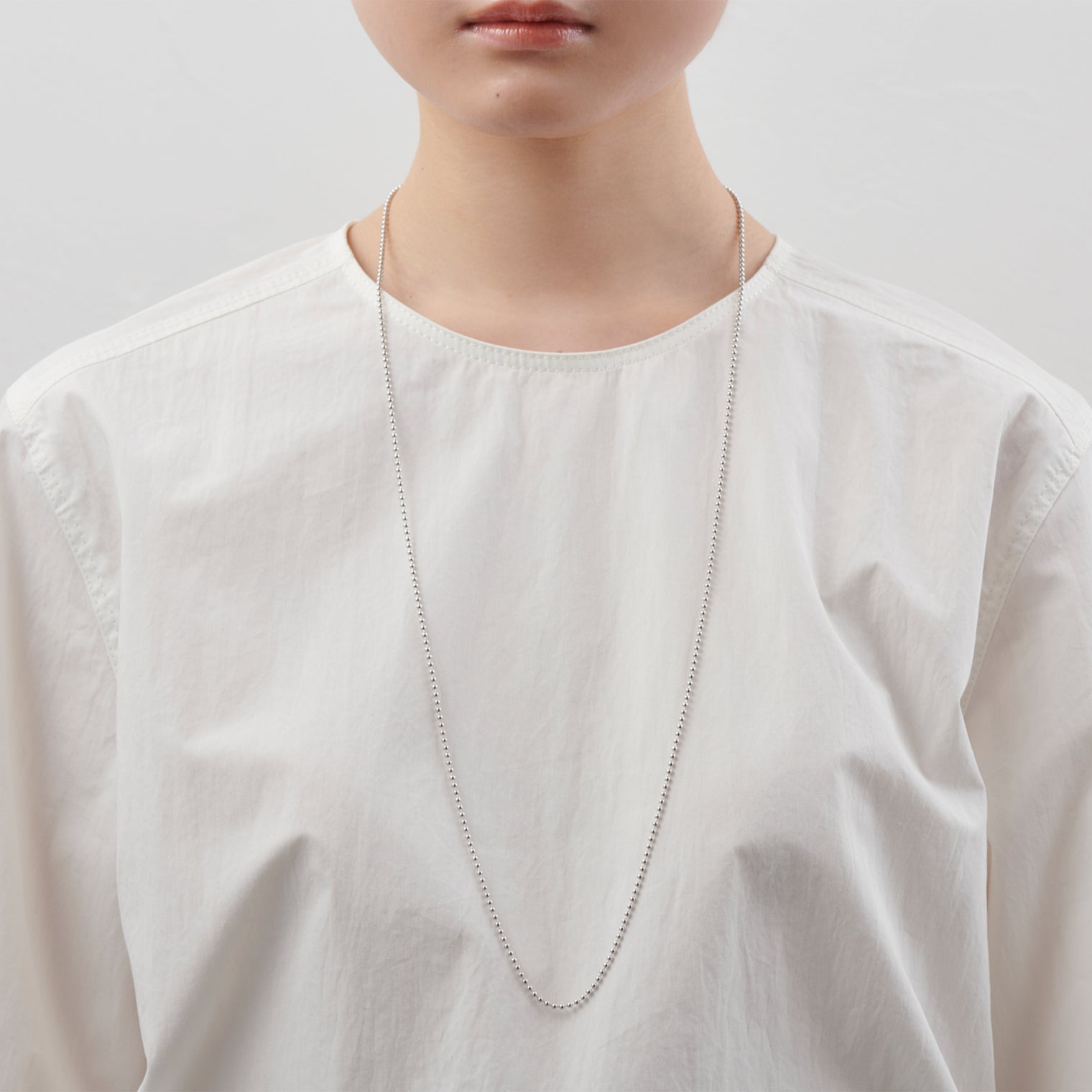 2mm long ball chain necklace (silver / 80cm)