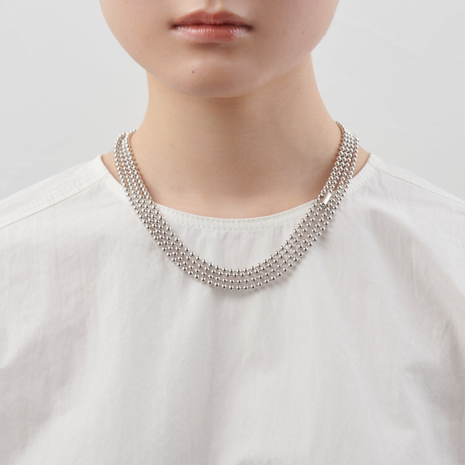 3.5mm long ball chain necklace (silver / 180cm)
