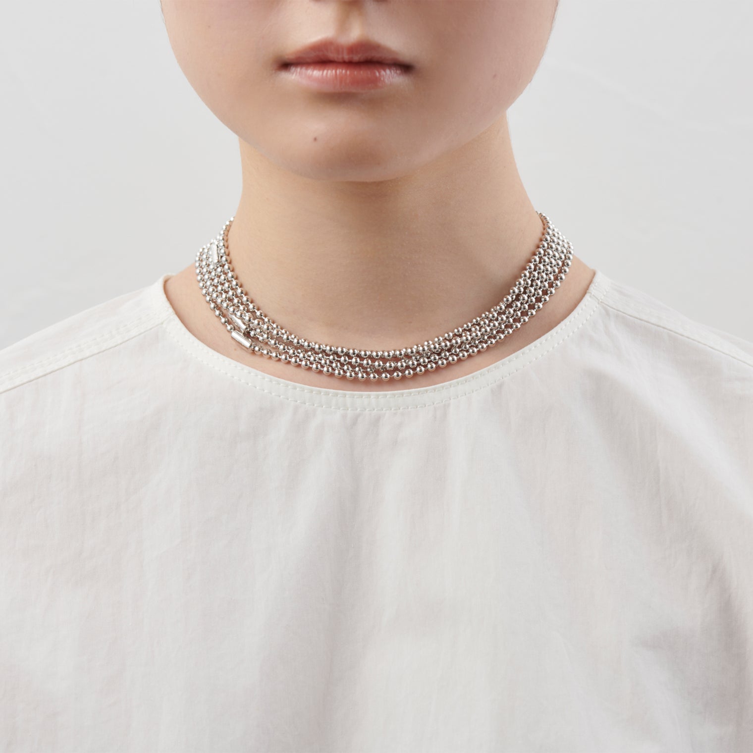 3.5mm long ball chain necklace (silver / 180cm)