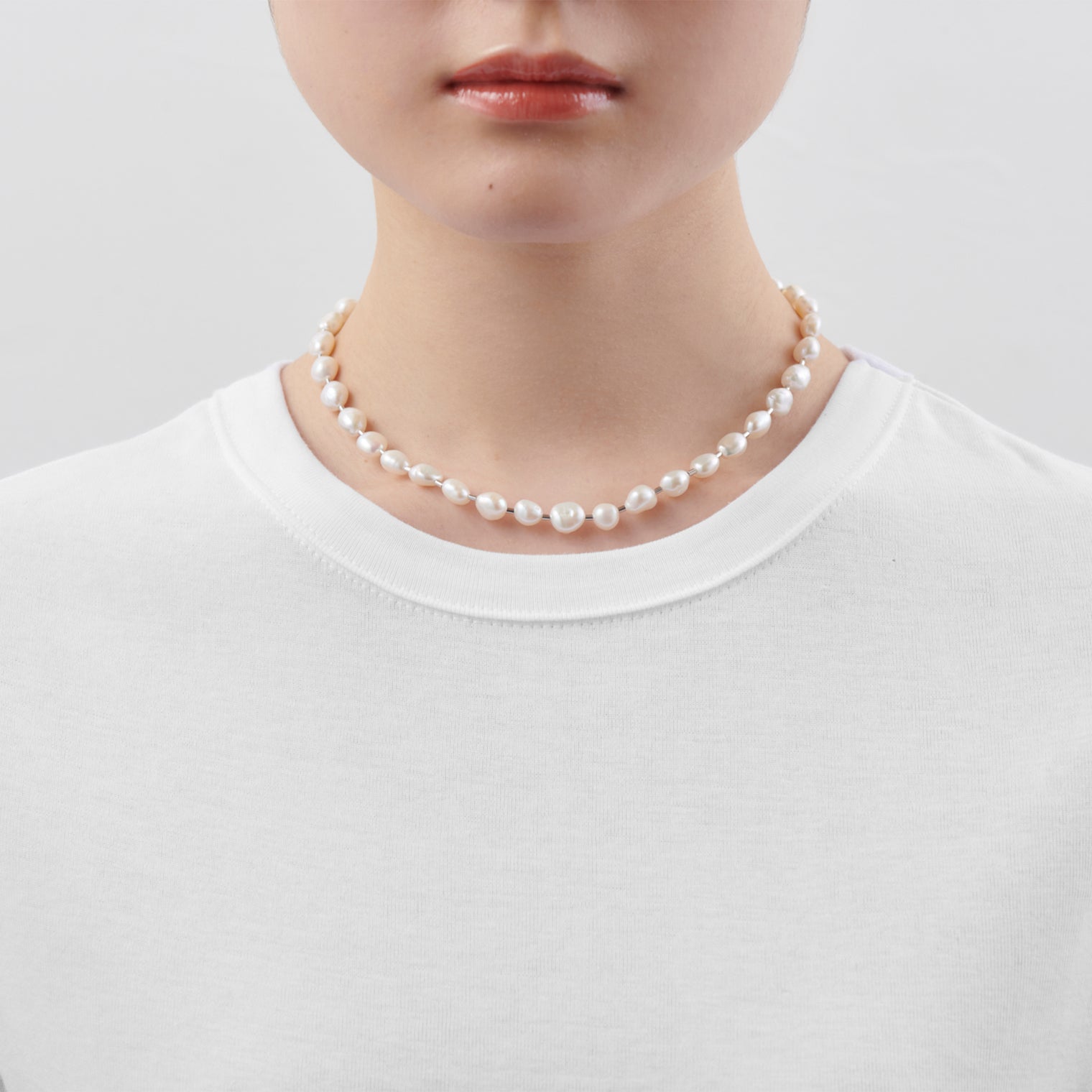 LIMITED COLLECTION 【Freshwater pearl ball chain necklace (small)】