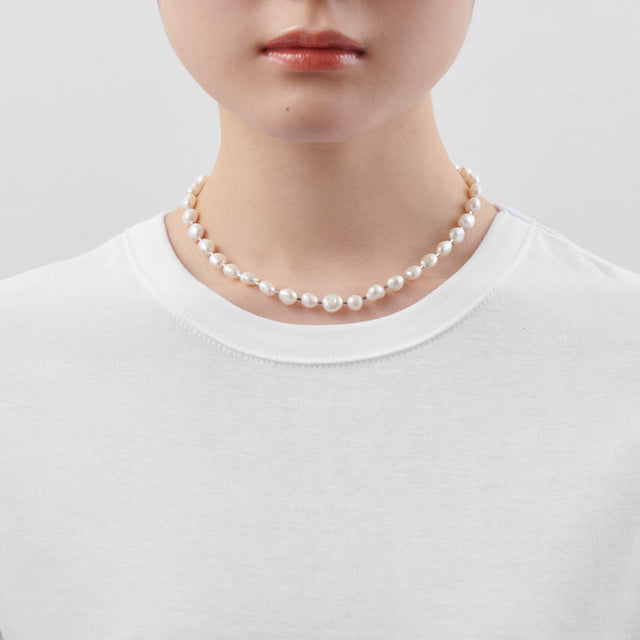 LIMITED COLLECTION 【Freshwater pearl ball chain necklace (small)】
