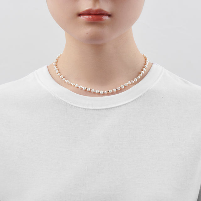 LIMITED COLLECTION 【Baroque pearl ball chain necklace (tiny)】