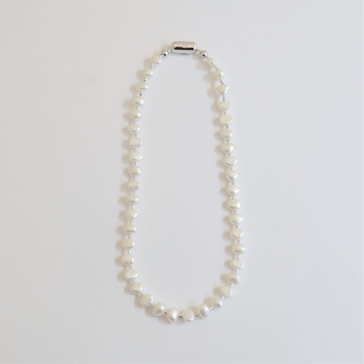 LIMITED COLLECTION 【Baroque pearl ball chain necklace (small / flat)】
