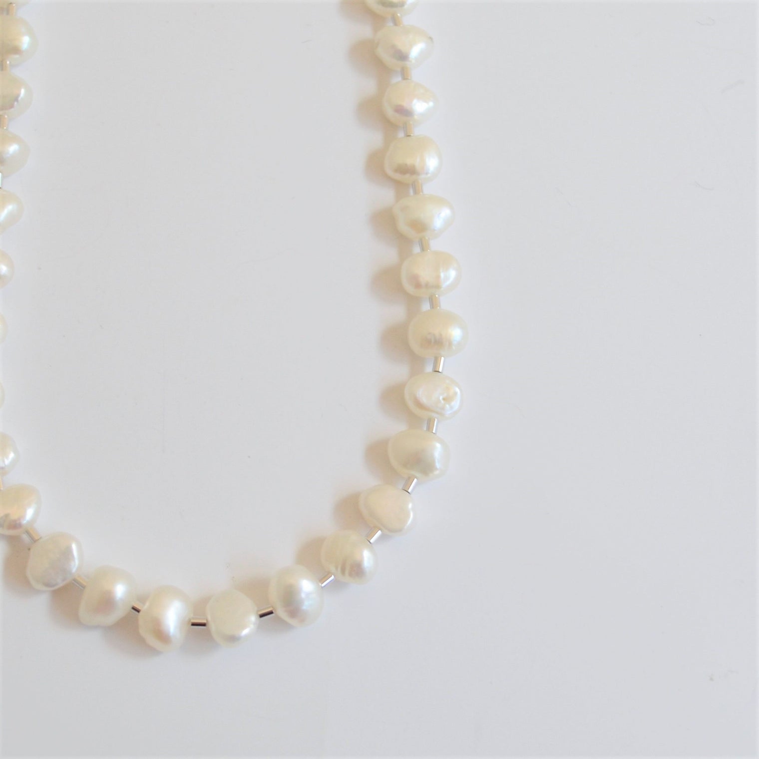 LIMITED COLLECTION 【Baroque pearl ball chain necklace (small / flat)】