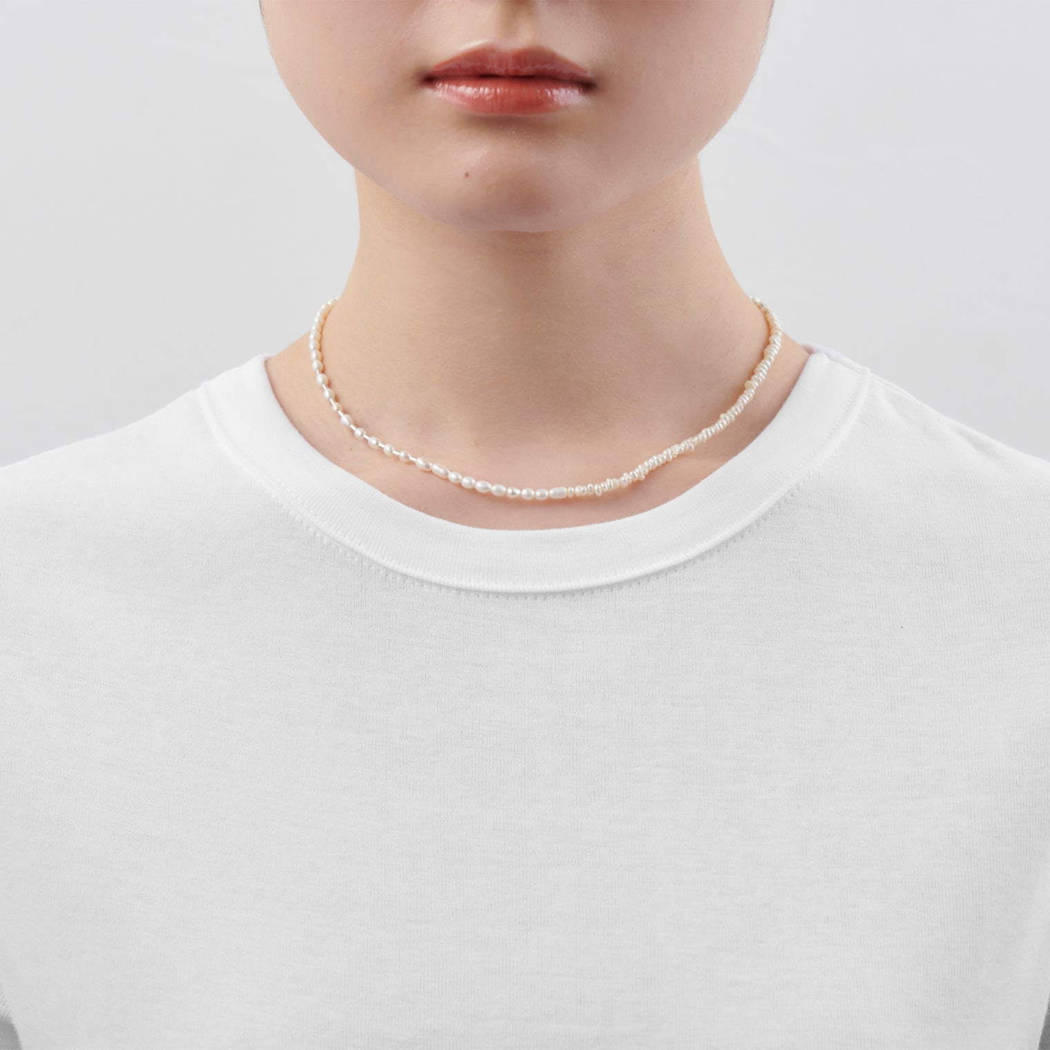 LIMITED COLLECTION【Freshwater pearl ball chain necklace (baby pearl/Silver)】