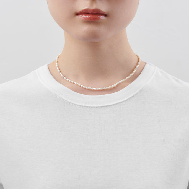 LIMITED COLLECTION【Freshwater pearl ball chain necklace (baby pearl/Silver)】