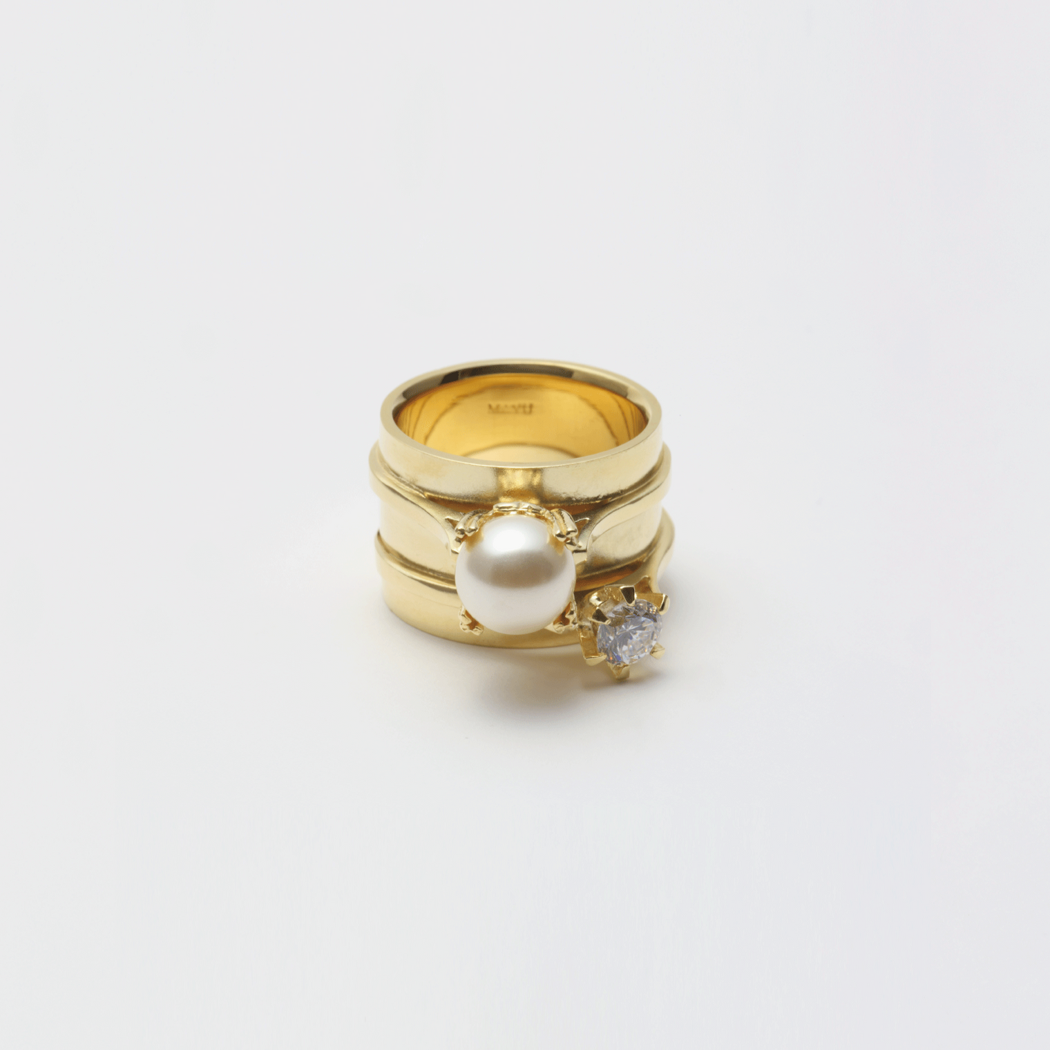 ring motif ring (pearl / cubiczirconia/gold)
