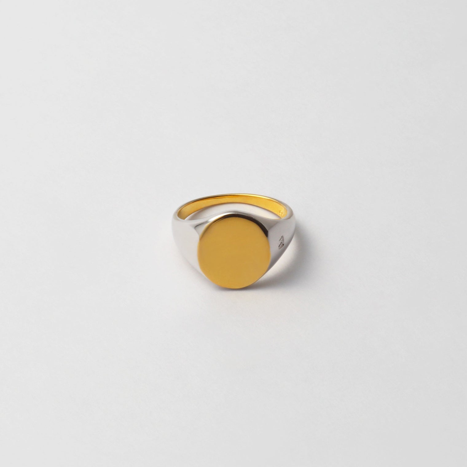 bicolor signet ring (vertical / gold / silver / silver925)
