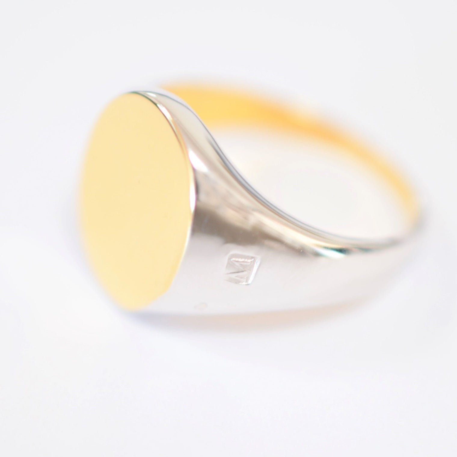 bicolor signet ring (vertical / gold / silver / silver925)