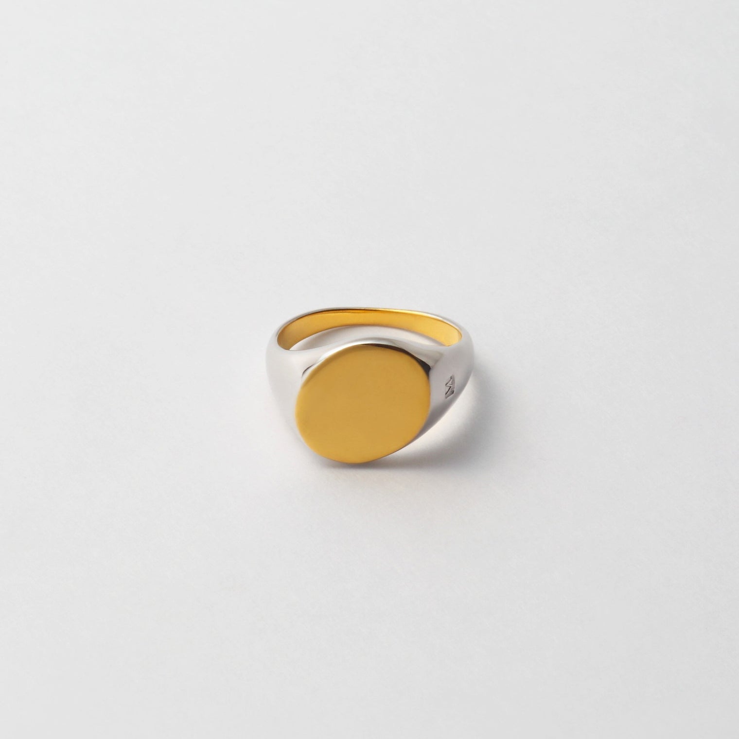 bicolor signet ring (diagonal / gold / silver / silver925)