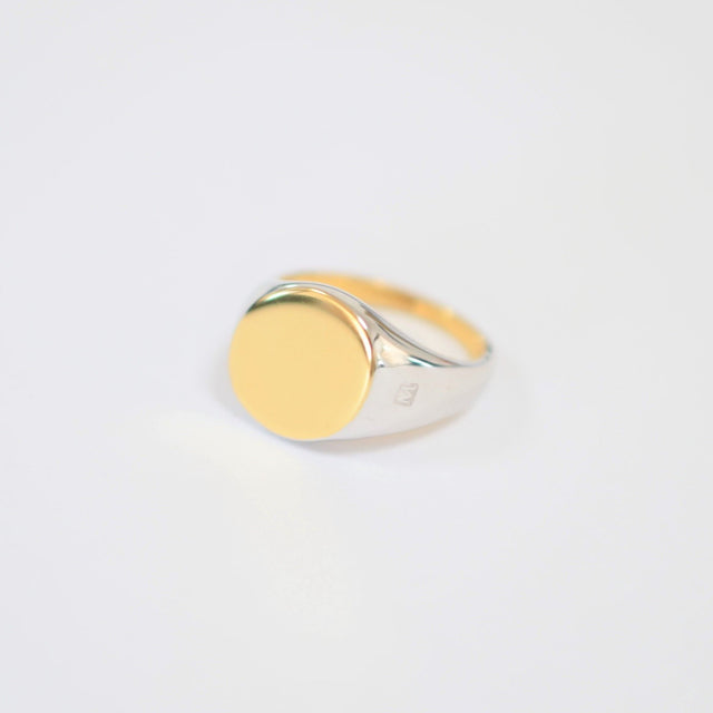 bicolor signet ring (diagonal / gold / silver / silver925)