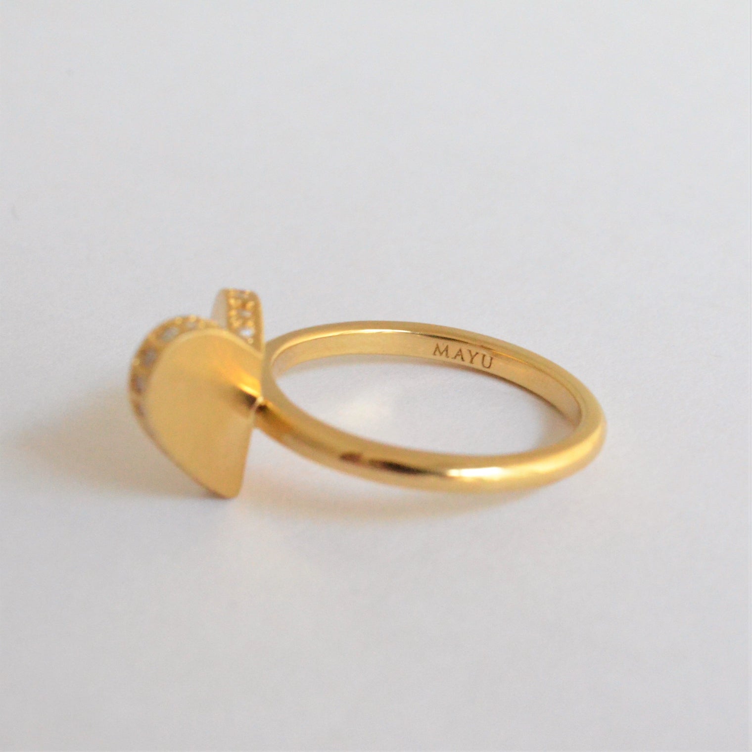 Small heart line stone ring (gold / cubic zirconia)