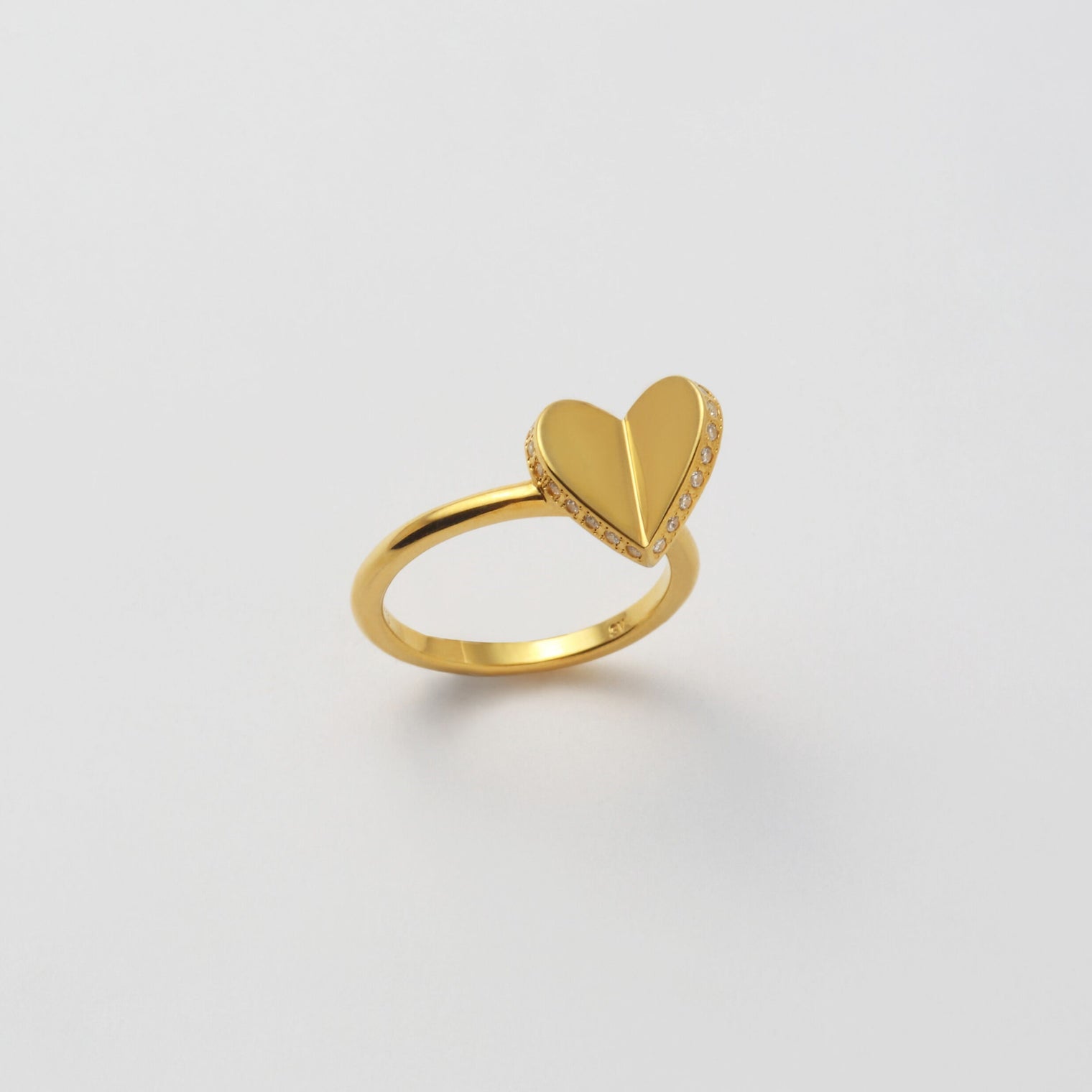 Small heart line stone ring (gold / cubic zirconia)