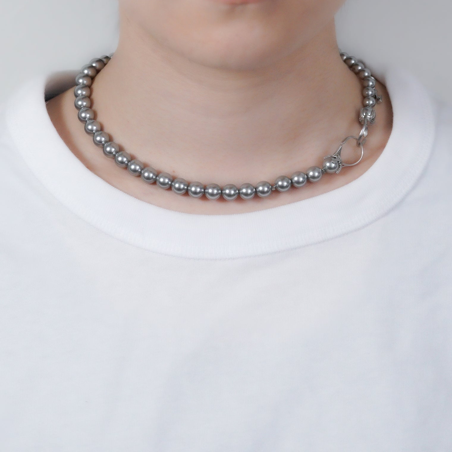 pearl necklace (6mm×8mm light gray pearl / 38cm)