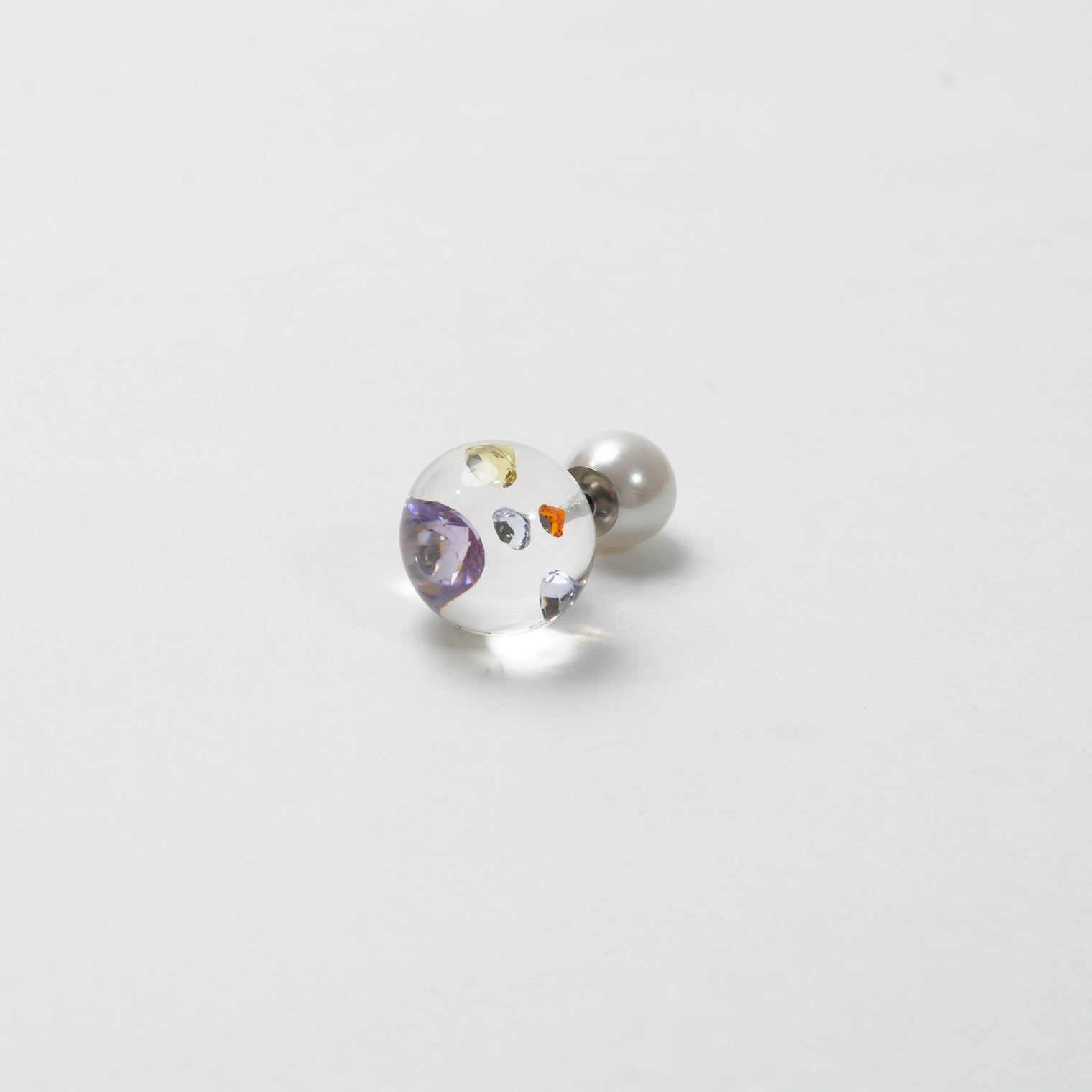 inclusion pierce (5 pieces cubic zirconias / multi violet color)