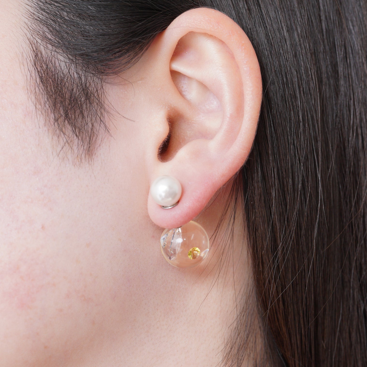 inclusion pierce (cubic zirconia / clear / yellow)