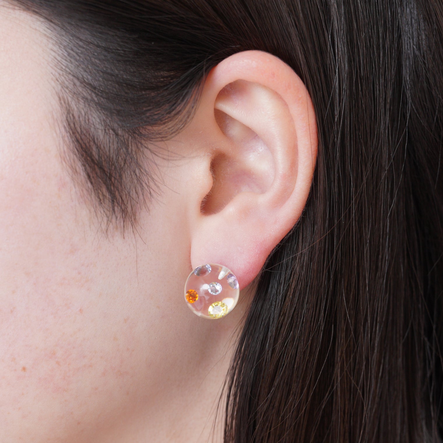 inclusion pierce (5 pieces cubic zirconias / multi violet color)