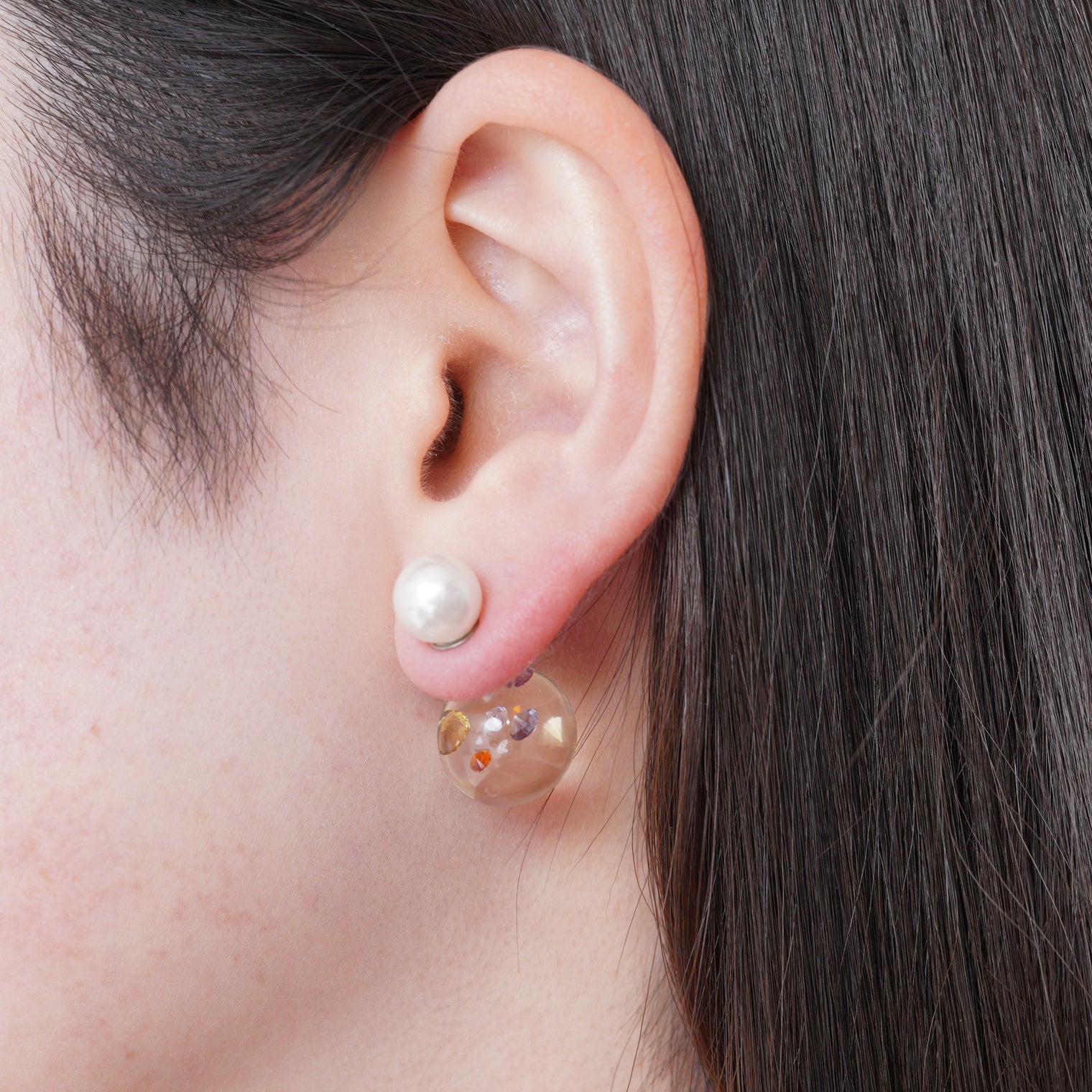 inclusion pierce (5 pieces cubic zirconias / multi violet color)