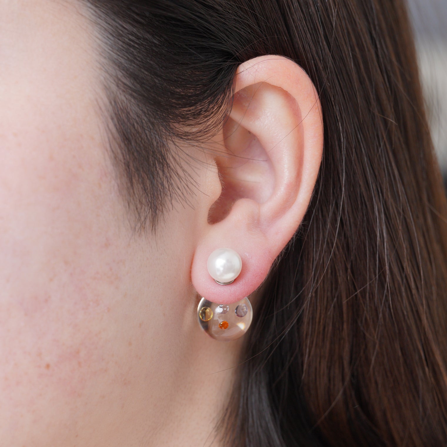 inclusion pierce (5 pieces cubic zirconias / multi violet color)