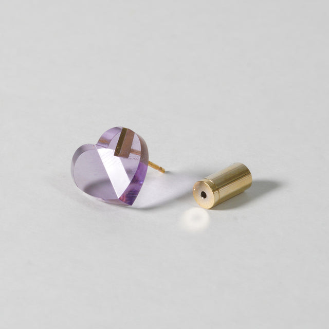 mini Heart pierced earring (Amethyst / K10 post)