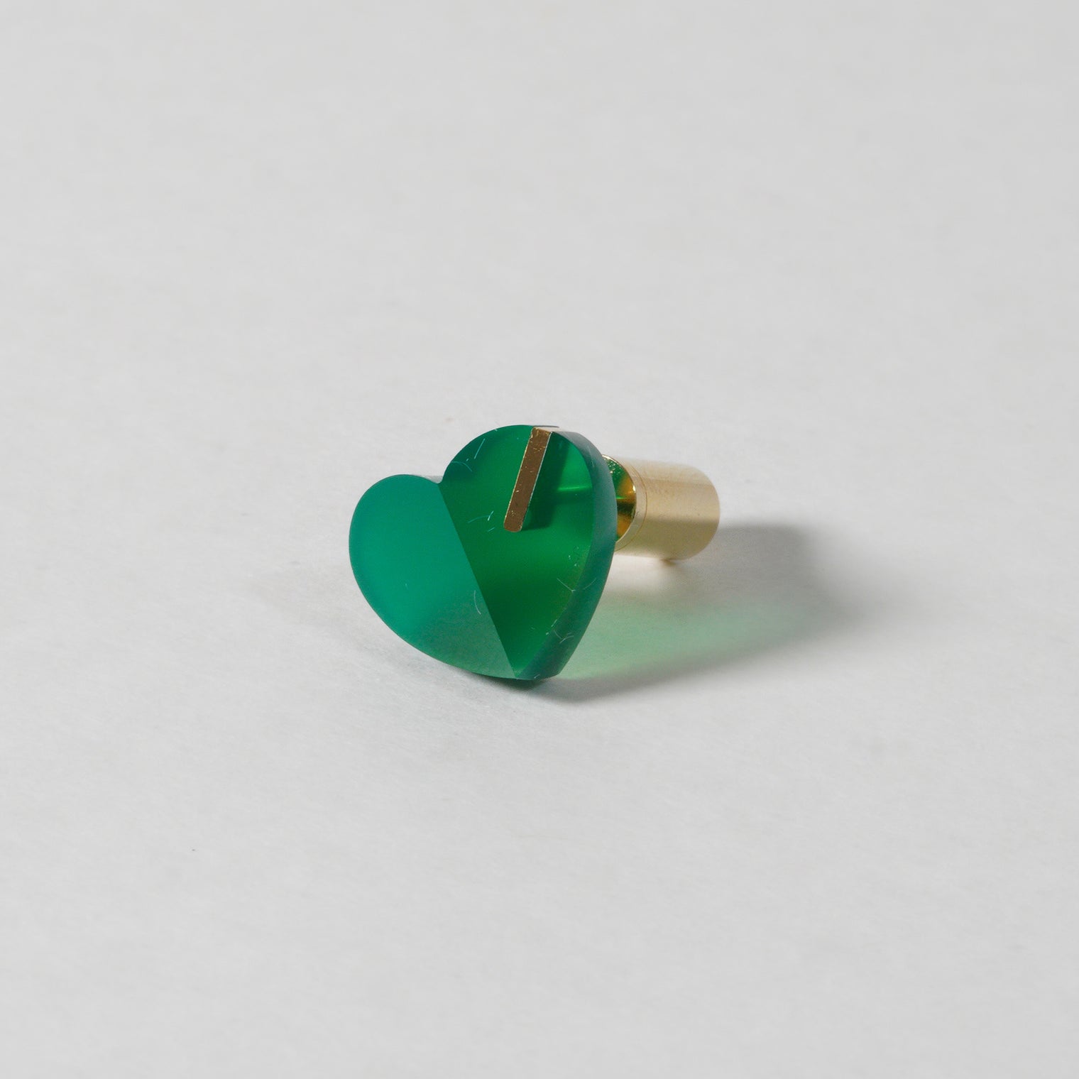 mini Heart pierced earring (Green agate / K10 post)