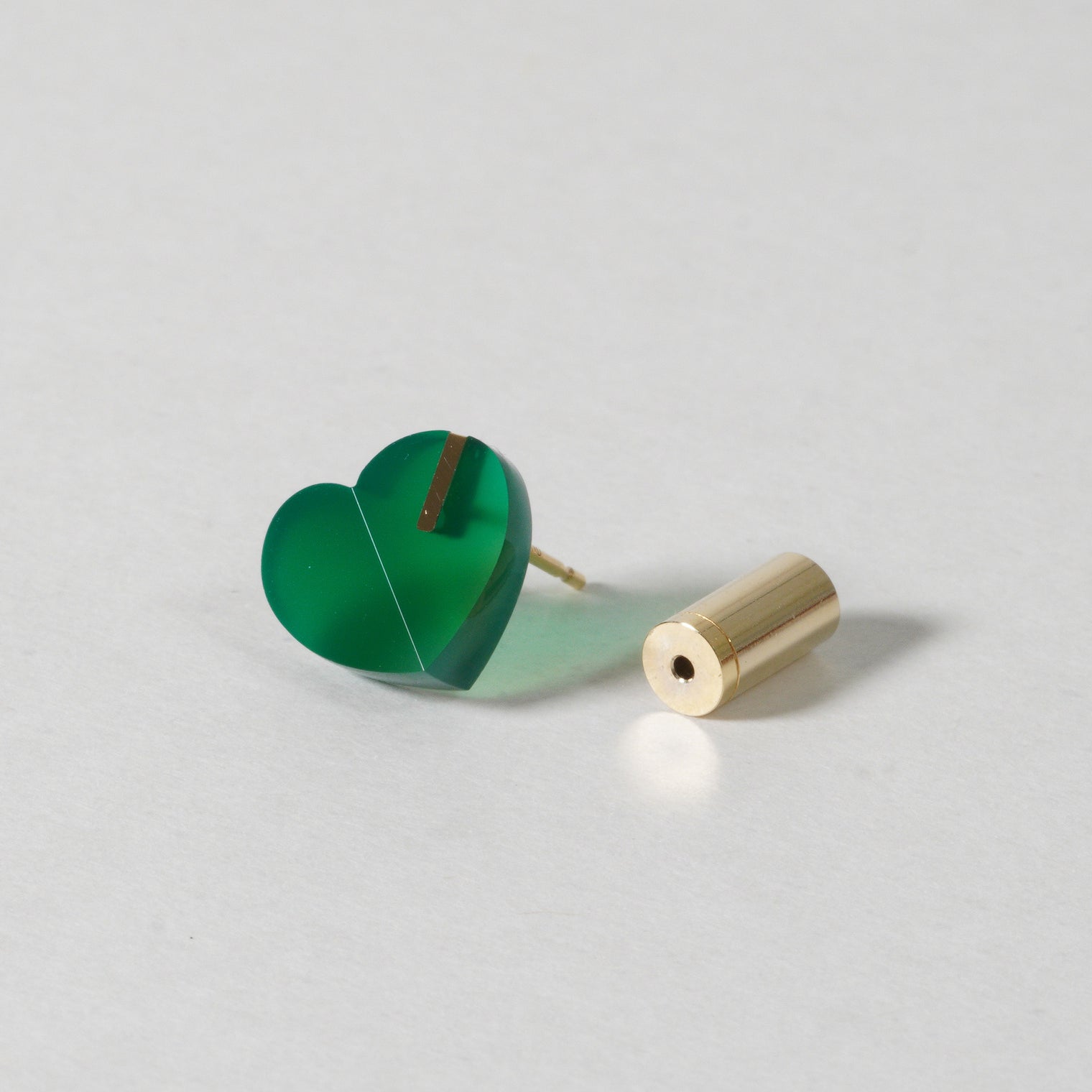 mini Heart pierced earring (Green agate / K10 post)
