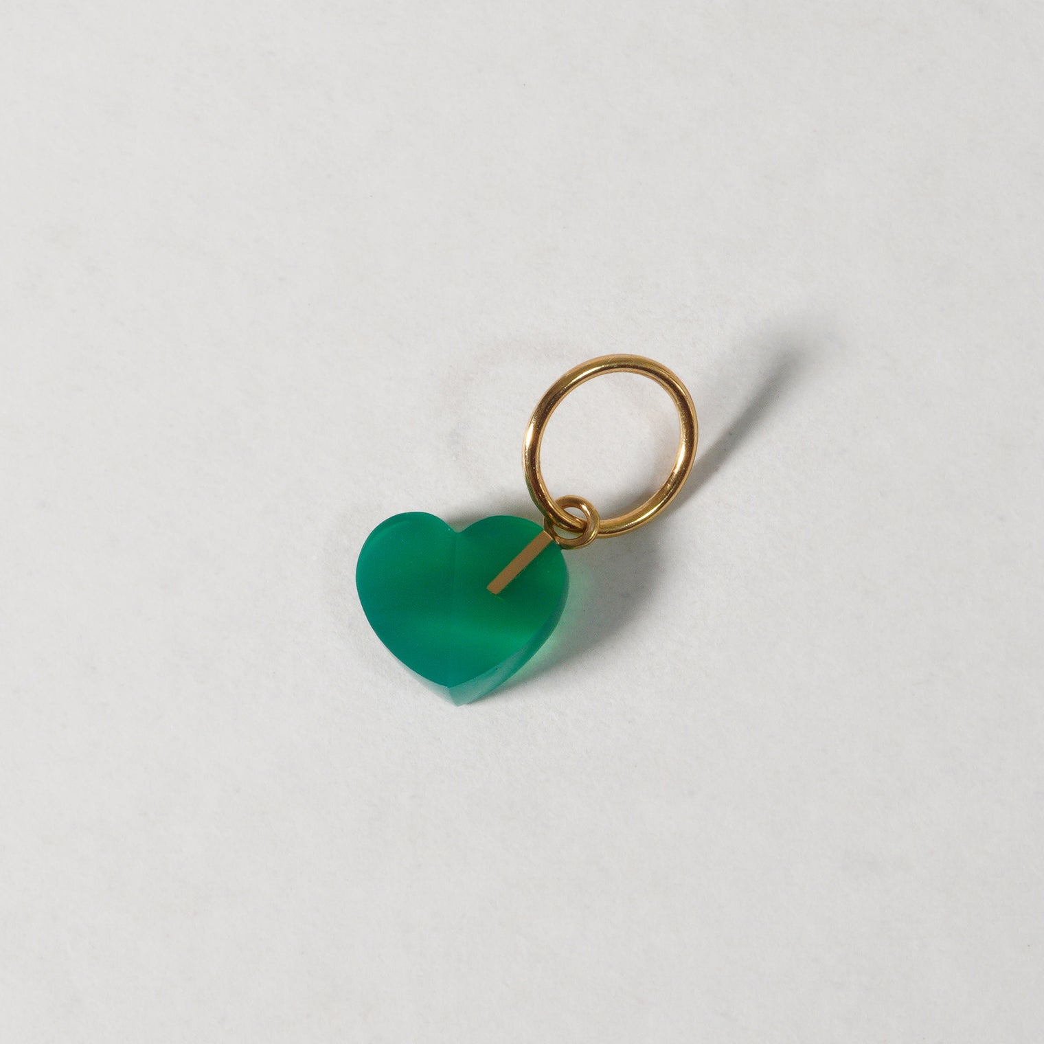 mini Heart charm ( Green agate )