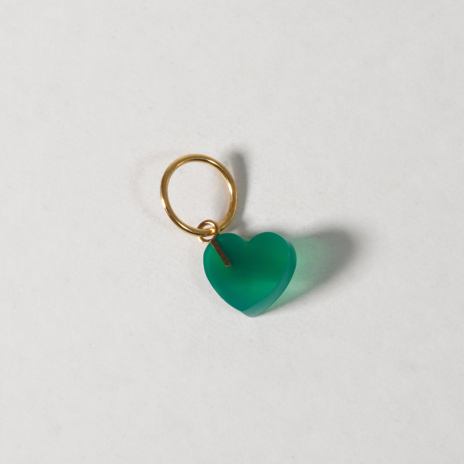 mini Heart charm ( Green agate )