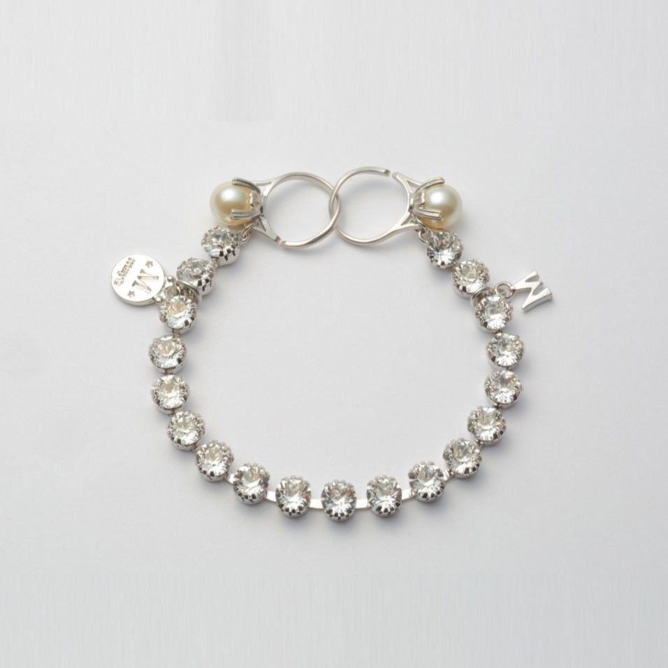 crystal glass bracelet (silver)