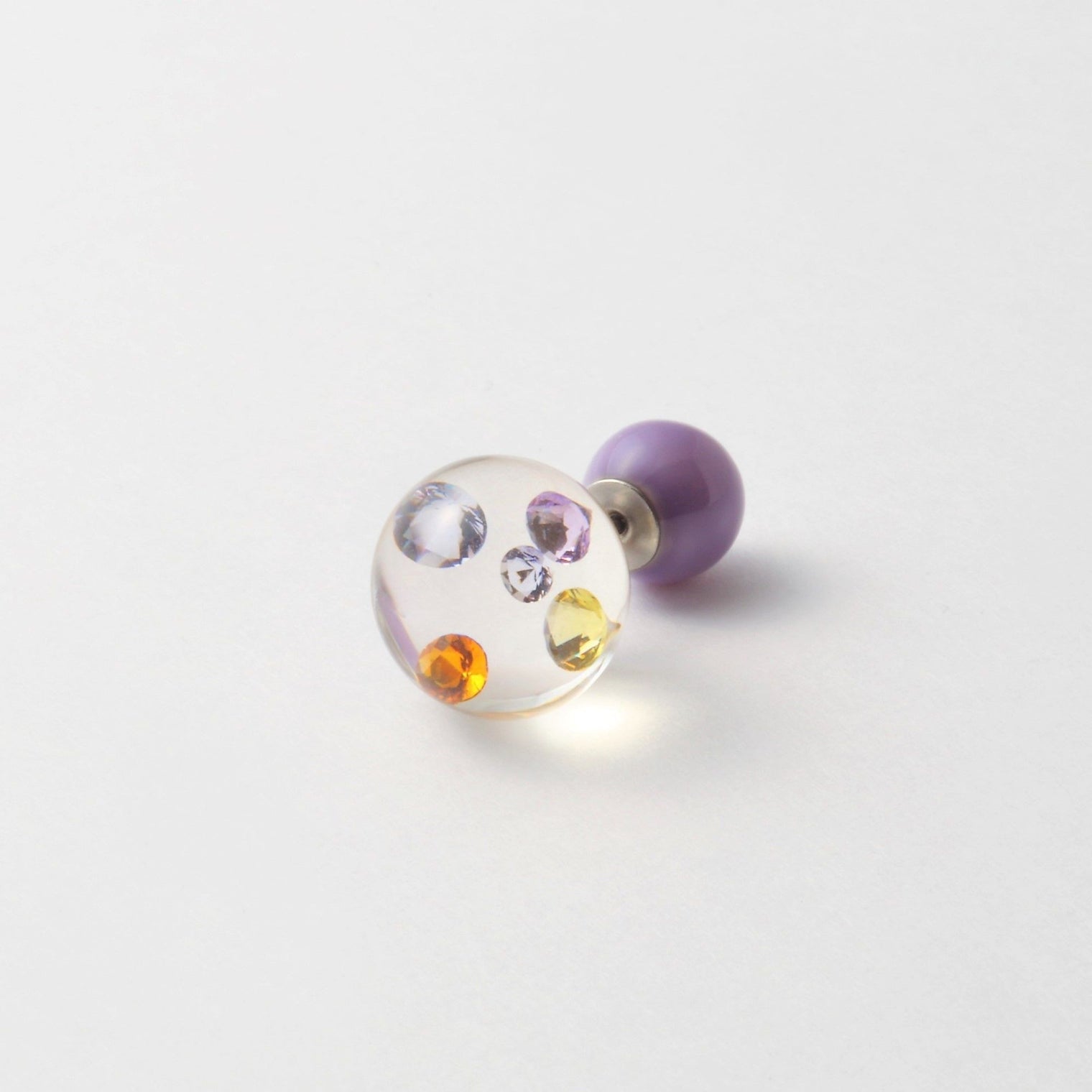 inclusion pierce (5 pieces cubic zirconias / multi violet color)