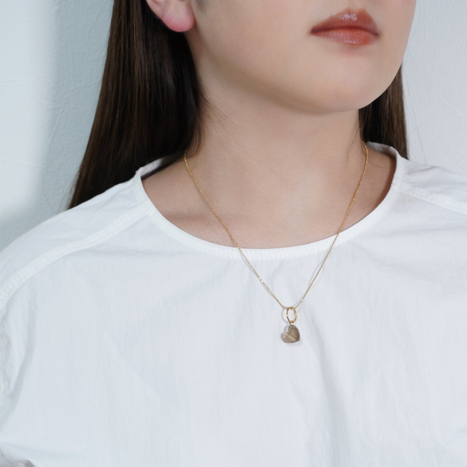 mini Heart charm ( Smoky quartz)