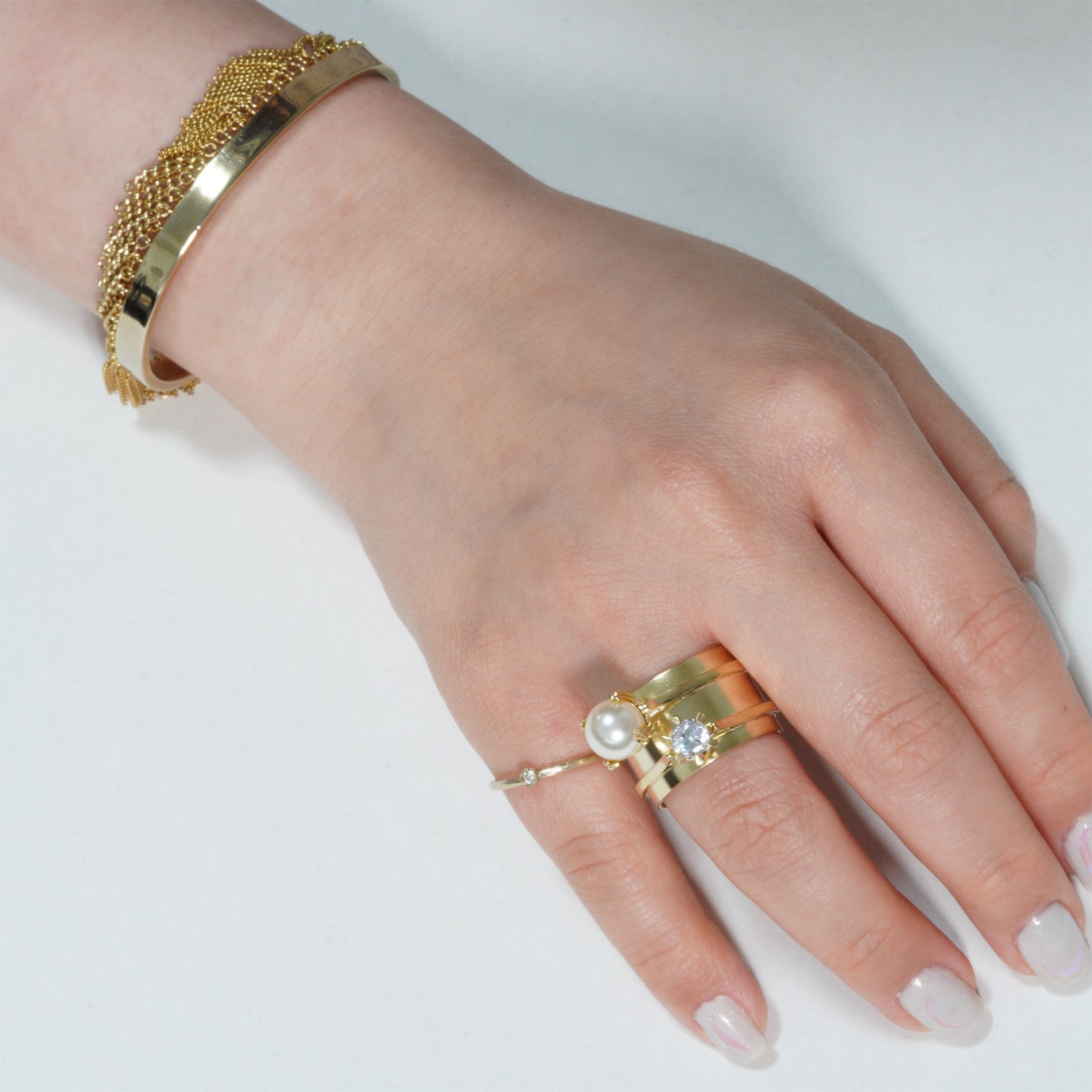 ring motif ring (pearl / cubiczirconia/gold)