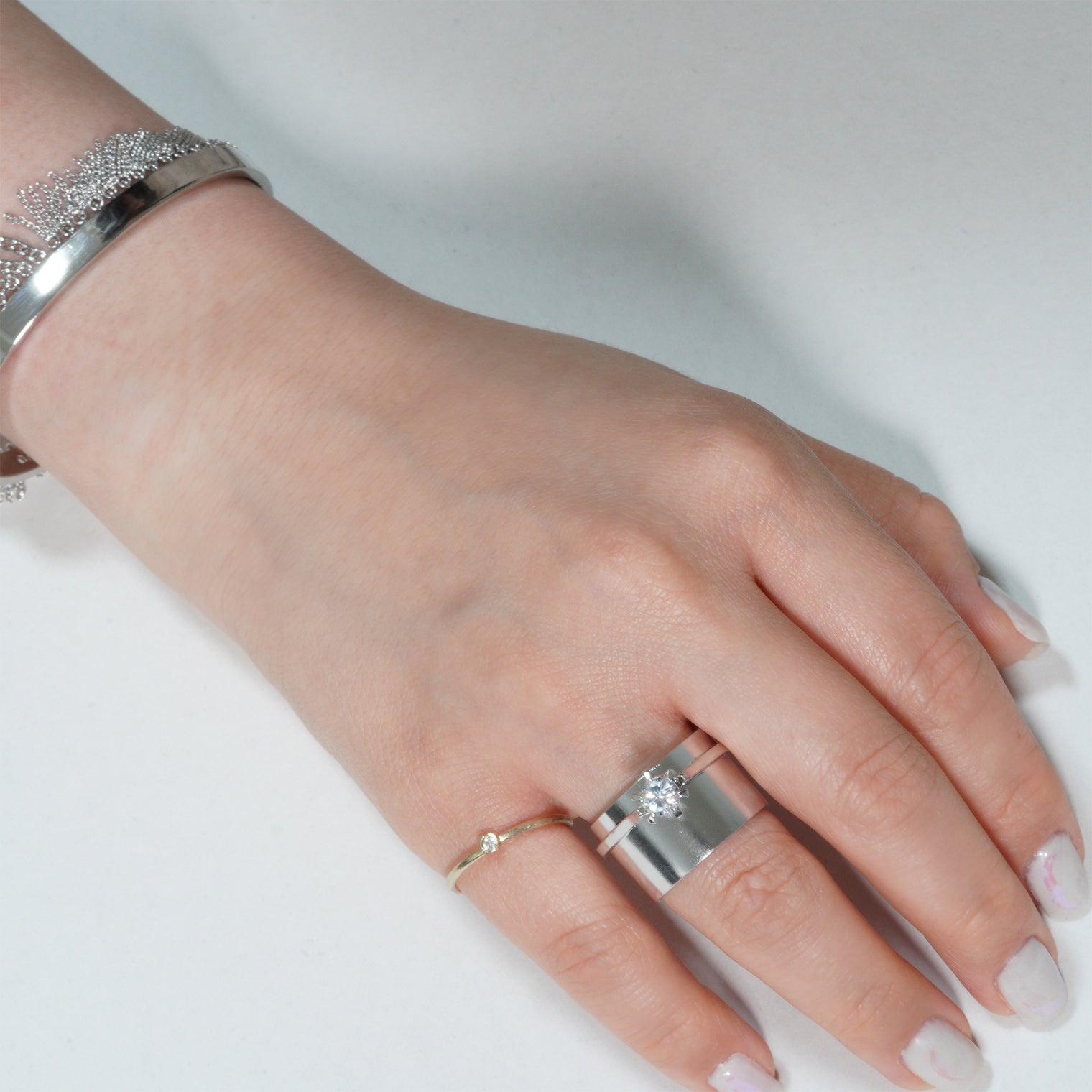 ring motif ring (cubic zirconia / silver)