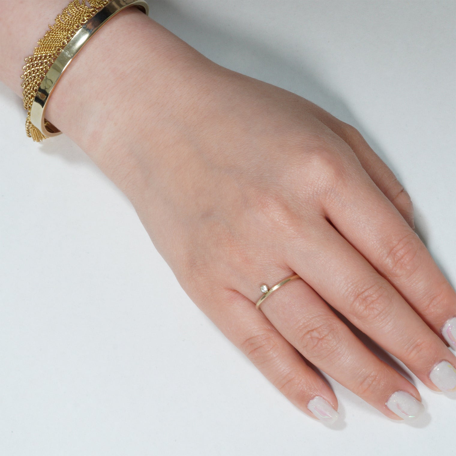 2 stones ring(cubic zirconia/gold)