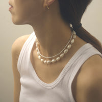 LIMITED COLLECTION【Freshwater pearl ball chain necklace (seed/White)】